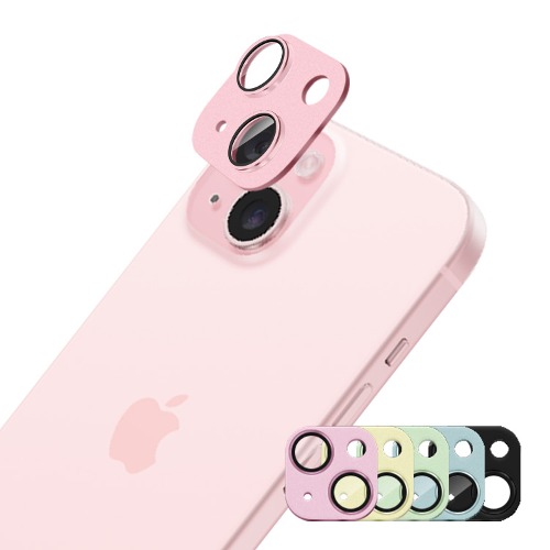 아이폰 15 / 아이폰15플러스 카메라 보호 메탈 강화유리 필름 - 핑크 P0000HWM